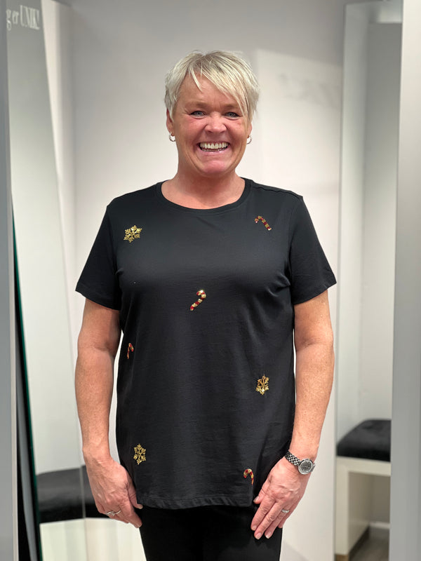 T-skjorte X-mas Black Sequins